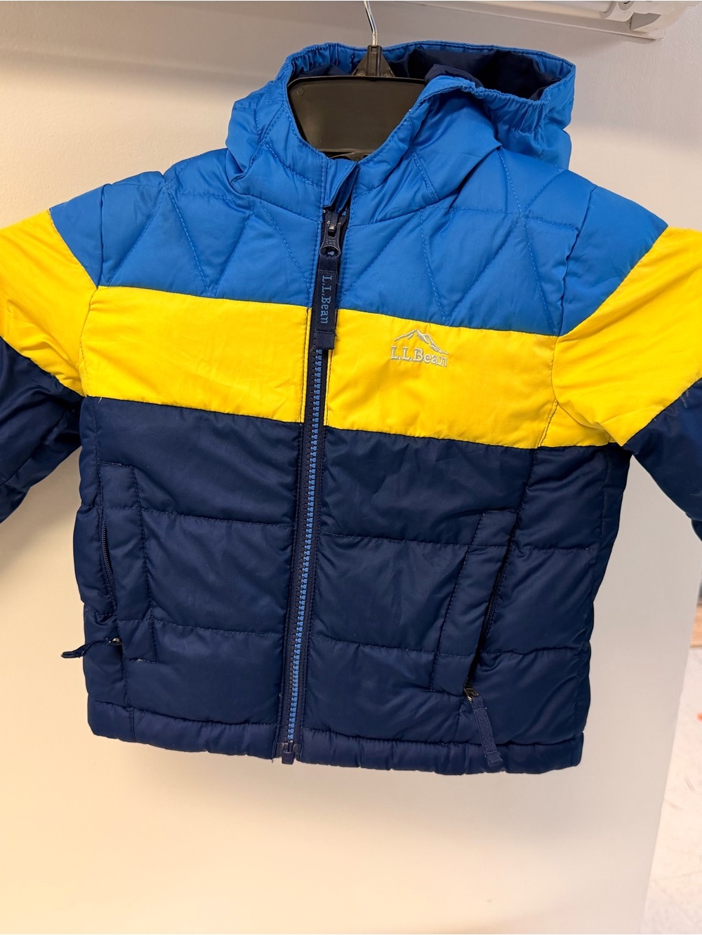 L.L. Bean Kids' Blue, Navy & Yellow Colorblock Puffer Jacket